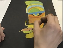 Artist, creating stylistic face art